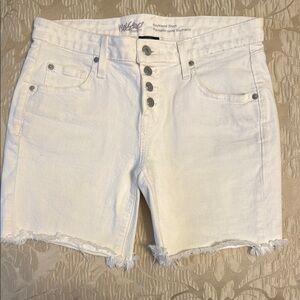 Mossimo Supply Co White Jean Shorts with Frayed Hems